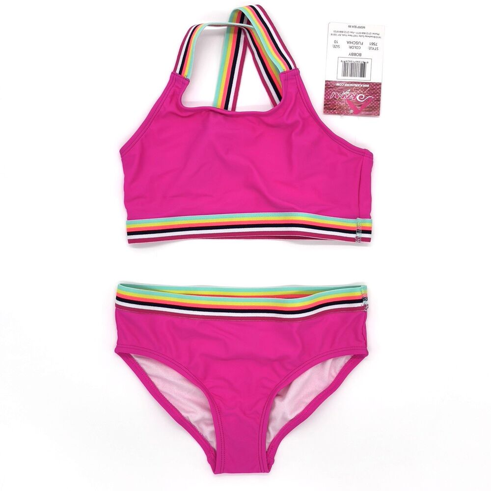 Kanu Surf Girls Tanya Bikini Swimsuit UPF 50+ Size 10 Athletic Beach Sport Swim